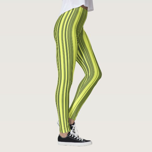 Leggings Vert olive et rayures jaune citron (Droite)