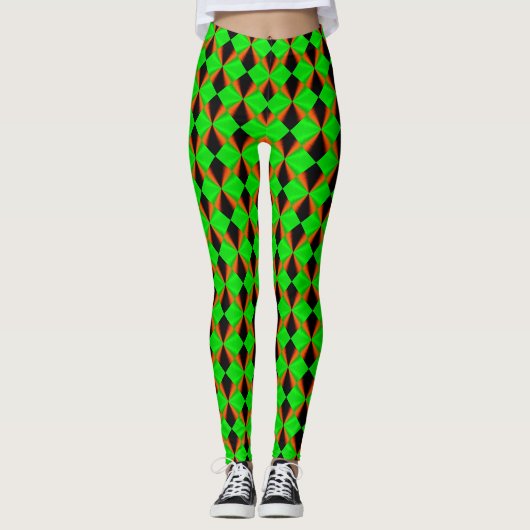 Leggings Vert orange noir (Devant)