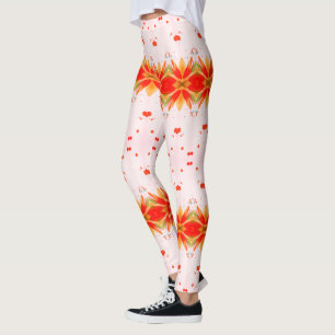 Leggings Vert orange vif et rose