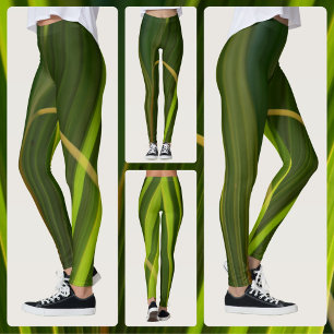 Leggings Vert Palm Fronds Naturel Tropical Abstrait