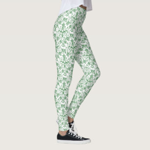 Leggings Vert personnalisé sur blanc matin glorieux Damas m