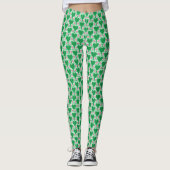 Leggings Vert Pré et Gingham Rose pour Pickleball (Devant)