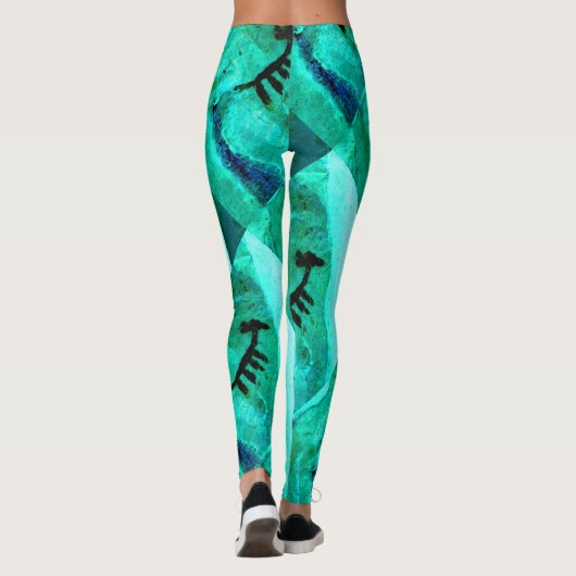 Leggings Vert rocheux abstrait du sud-ouest (Dos)