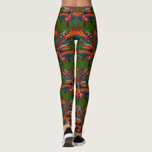 Leggings vert rose coq (Dos)