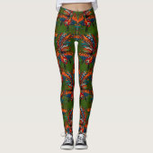 Leggings vert rose coq (Devant)