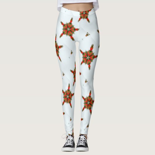 Leggings vert rouge étoiles (Devant)