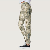 Leggings Vert Sage Et Floral Crème (Gauche)