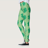 Leggings Vert sage Saint-Patrick Shamrock Feuille Mignonne (Gauche)