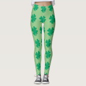 Leggings Vert sage Saint-Patrick Shamrock Feuille Mignonne (Devant)