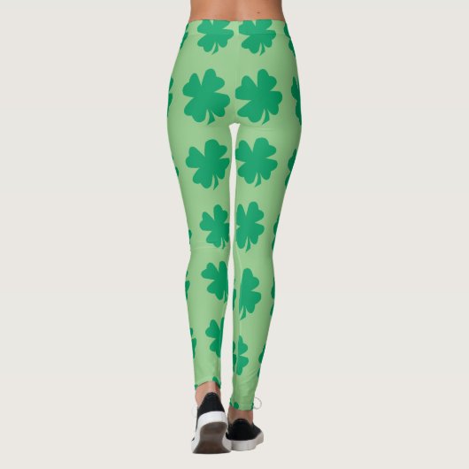 Leggings Vert Sauge Saint-Patrick Shamrock Feuille Mignonne (Dos)