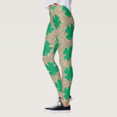 Leggings Vert Shamrock Feuille de la Saint-Patrick Paillett (Gauche)