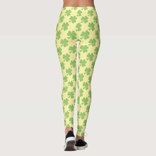 Leggings Vert Shamrock Pois St. Patrick's Day jaune (Dos)