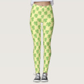 Leggings Vert Shamrock Pois St. Patrick's Day jaune (Devant)