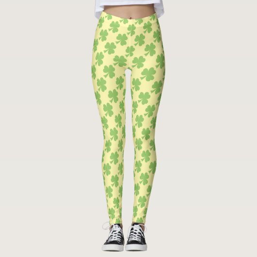 Leggings Vert Shamrock Pois St. Patrick's Day jaune (Devant)