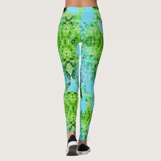 Leggings Vert Triangles Peinture turquoise (Dos)