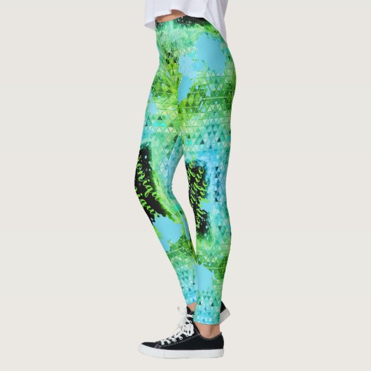 Leggings Vert Triangles Peinture turquoise (Gauche)