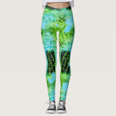 Leggings Vert Triangles Peinture turquoise (Devant)