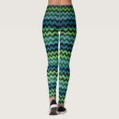 Leggings Vert Turquoise Chevron Cuir Moderne (Dos)