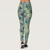 Leggings Vert Turquoise rose Floral Jouer Mix Motif (Dos)