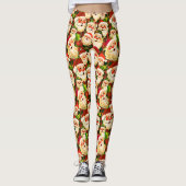 Leggings Vert Vintage Père Noël Tartan Plaid Noël (Devant)