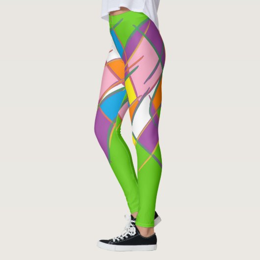Leggings Vert violet orangé et jaune (Gauche)