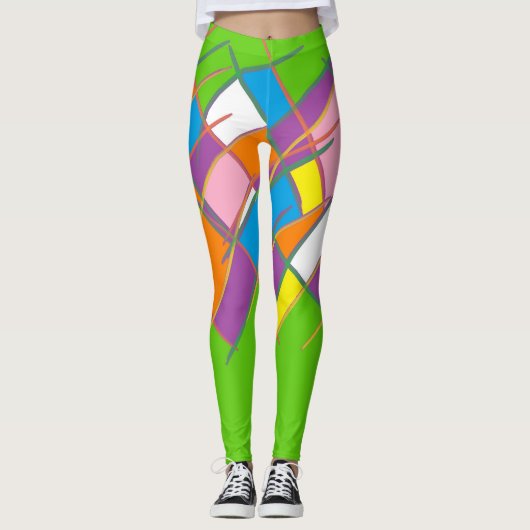 Leggings Vert violet orangé et jaune (Devant)
