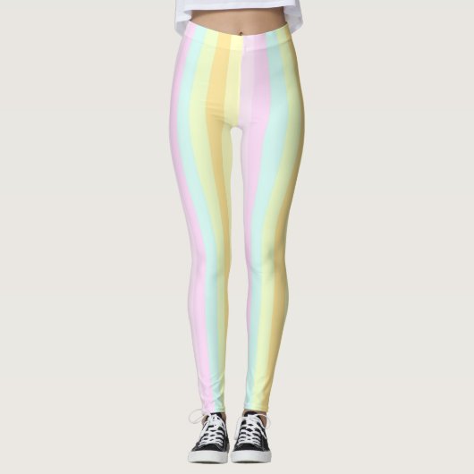 Leggings Vertical Pastel Stripes Décor sur (Devant)