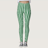 Leggings Verticale de Noël Vert et Blanc (Devant)