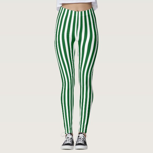 Leggings Verticale de Noël Vert et Blanc (Devant)