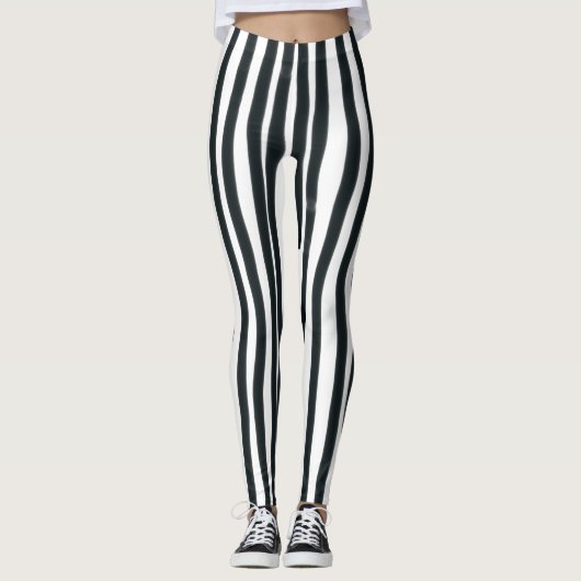 Leggings verticaux noirs et blancs (Devant)