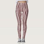 Leggings verticaux rayés marron et blanc (Devant)