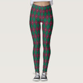 Leggings verts argyles pour femmes (Devant)