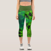 Leggings verts de fleurs de Kaleidoscope en mosaïq (Recto)