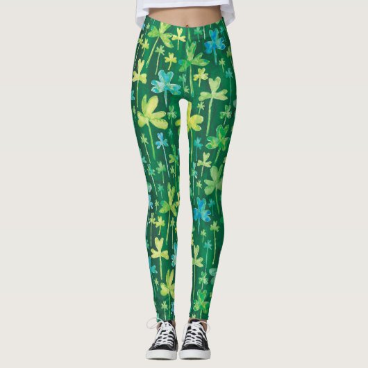 Leggings verts de la Saint-Patrick aux Trèfles (Devant)