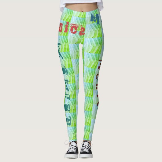 Leggings verts de nom personnalisé (Devant)