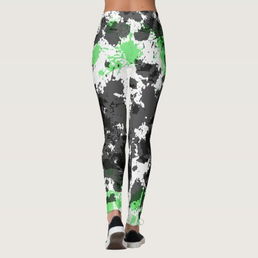 Leggings verts de peinture noire (Dos)
