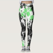 Leggings verts de peinture noire (Devant)