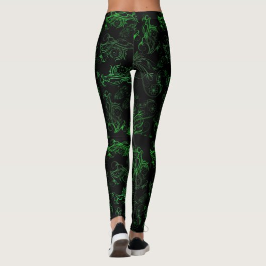 Leggings verts floraux (Dos)