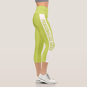 Leggings verts jaunes Capri rayés personnalisés