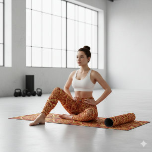 Leggings Vêtements Actifs Ornés Dorés Rouges sur Mesure : V