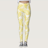 Leggings Vibes de plage Tropical Print Jaune Blanc (Devant)