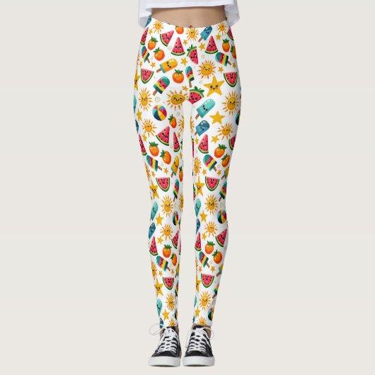 Leggings Vibes d'été lumineuses et amusantes (Devant)