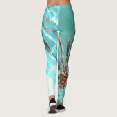 Leggings Vibes d'été Palm Tree Feuilles Pale Green (Dos)