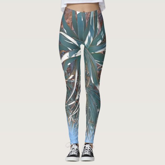 Leggings Vibes d'été Palm Tree Feuilles Pale Green (Devant)