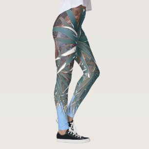 Leggings Vibes d'été Palm Tree Feuilles Pale Green