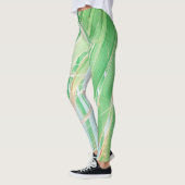 Leggings Vibes d'été Palm Tree Feuilles Pale Green (Gauche)