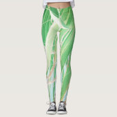 Leggings Vibes d'été Palm Tree Feuilles Pale Green (Devant)