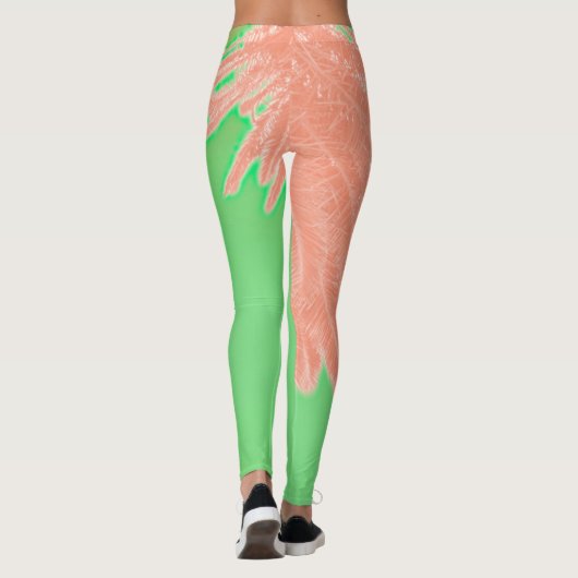 Leggings Vibes d'été Palm Tree Feuilles Pale Green (Dos)