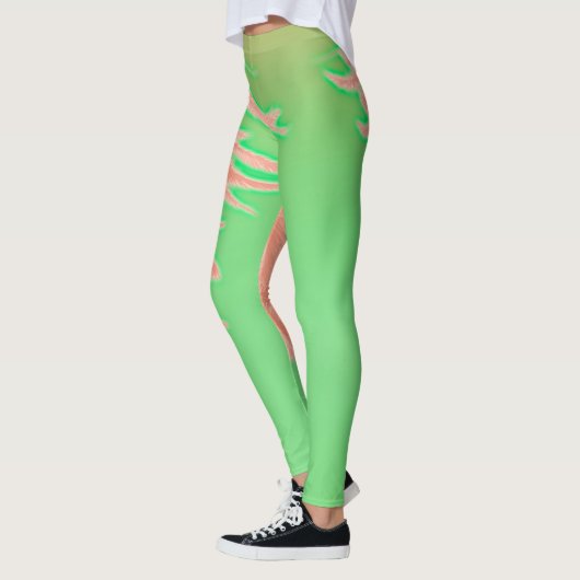 Leggings Vibes d'été Palm Tree Feuilles Pale Green (Gauche)
