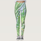 Leggings Vibes d'été Palm Tree Feuilles Pale Green Pastel (Devant)
